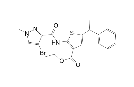 ethyl 2-{[(4-bromo-1-methyl-1H-pyrazol-3-yl)carbonyl]amino}-5-(1-phenylethyl)-3-thiophenecarboxylate