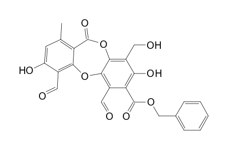 11H-Dibenzo[b,e][1,4]dioxepin-7-carboxylic acid, 4,6-diformyl-3,8-dihydroxy-9-(hydroxymethyl)-1-methyl-11-oxo-, phenylmethyl ester