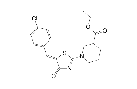 ethyl 1-[(5Z)-5-(4-chlorobenzylidene)-4-oxo-4,5-dihydro-1,3-thiazol-2-yl]-3-piperidinecarboxylate