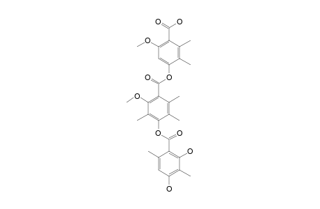 THIELAVIN-F;4-[4'-(2'',4''-DIHYDROXY-3'',6''-DIMETHYLBENZOYLOXY)-3',5',6'-TRIMETHYL-2'-METHOXYBENZOYLOXY]-2-METHOXY-5,6-DIMETHYLBENZOIC-ACID