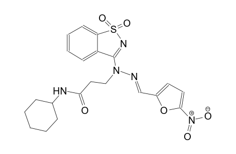 propanamide, N-cyclohexyl-3-[(2E)-1-(1,1-dioxido-1,2-benzisothiazol-3-yl)-2-[(5-nitro-2-furanyl)methylene]hydrazino]-