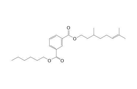 Isophthalic acid, 3,7-dimethyloct-6-enyl hexyl ester