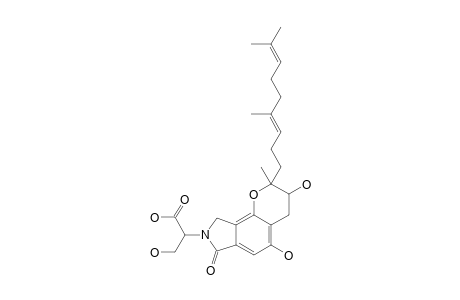2-[2-[(3E)-4,8-dimethylnona-3,7-dienyl]-3,5-dihydroxy-7-keto-2-methyl-4,9-dihydro-3H-pyrano[5,6-g]isoindol-8-yl]-3-hydroxy-propionic acid