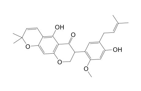 5-Hydroxy-7-[4-hydroxy-2-methoxy-5-(3-methyl-2-butenyl)phenyl]-2,2-dimethyl-7,8-dihydro-2H,6H-pyrano[3,2-g]chromen-6-one