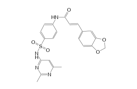 (2E)-3-(1,3-benzodioxol-5-yl)-N-(4-{[(2,6-dimethyl-4-pyrimidinyl)amino]sulfonyl}phenyl)-2-propenamide