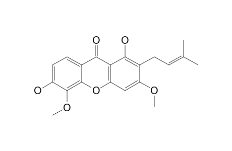COWAGARCINONE_C;1,6-DIHYDROXY-3,5-DIMETHOXY-2-(3-METHYL-2-BUTENYL)-XANTHONE