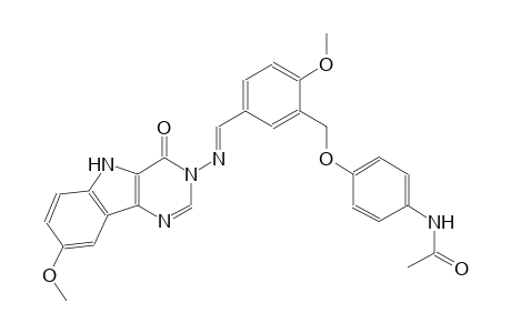 N-{4-[(2-methoxy-5-{(E)-[(8-methoxy-4-oxo-4,5-dihydro-3H-pyrimido[5,4-b]indol-3-yl)imino]methyl}benzyl)oxy]phenyl}acetamide