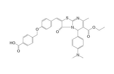 4-({4-[(E)-(5-[4-(dimethylamino)phenyl]-6-(ethoxycarbonyl)-7-methyl-3-oxo-5H-[1,3]thiazolo[3,2-a]pyrimidin-2(3H)-ylidene)methyl]phenoxy}methyl)benzoic acid
