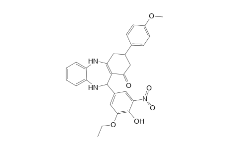 11-(3-Ethoxy-4-hydroxy-5-nitrophenyl)-3-(4-methoxyphenyl)-2,3,4,5,10,11-hexahydro-1H-dibenzo[b,e][1,4]diazepin-1-one