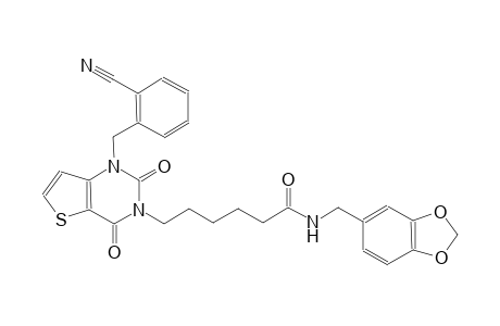 N-(1,3-benzodioxol-5-ylmethyl)-6-(1-(2-cyanobenzyl)-2,4-dioxo-1,4-dihydrothieno[3,2-d]pyrimidin-3(2H)-yl)hexanamide