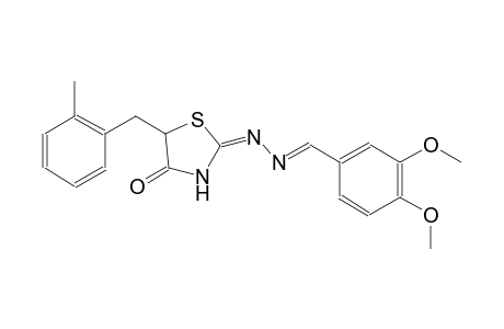 benzaldehyde, 3,4-dimethoxy-, [(2E)-5-[(2-methylphenyl)methyl]-4-oxothiazolidinylidene]hydrazone