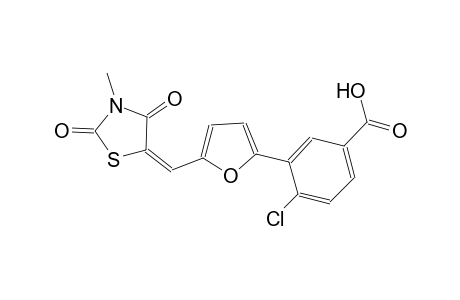 4-chloro-3-{5-[(E)-(3-methyl-2,4-dioxo-1,3-thiazolidin-5-ylidene)methyl]-2-furyl}benzoic acid