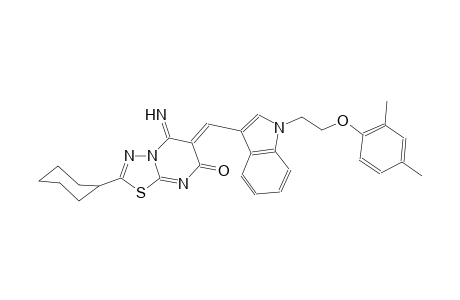 7H-[1,3,4]thiadiazolo[3,2-a]pyrimidin-7-one, 2-cyclohexyl-6-[[1-[2-(2,4-dimethylphenoxy)ethyl]-1H-indol-3-yl]methylene]-5,6-dihydro-5-imino-, (6Z)-