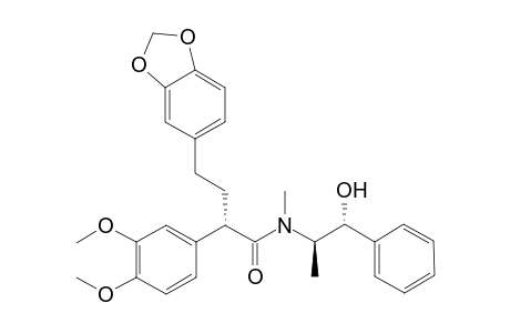 (+)-[2S,1'S,2'S]-N-(2'-Hydroxy-1'-methyl-2'-phenylethyl)-N-methyl-2-(3,4-diimethoxyphenyl)-4-(3,4-methylenedioxyphenyl)butanamide
