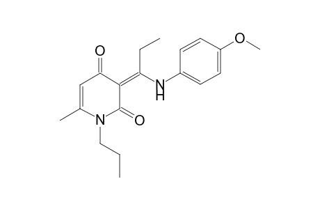 (3Z)-3-{1-[(4-methoxyphenyl)amino]propylidene}-6-methyl-1-propyl-1,2,3,4-tetrahydropyridine-2,4-dione