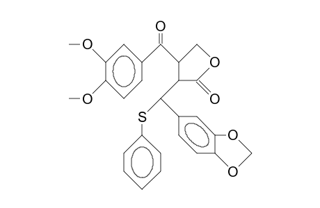 C-3,C-6-erythro-3-(3'',4''-Dimethoxy-benzoyl)-2-(3',4'-methylenedioxy-A-phenylthio-benzyl)-butyrolactone