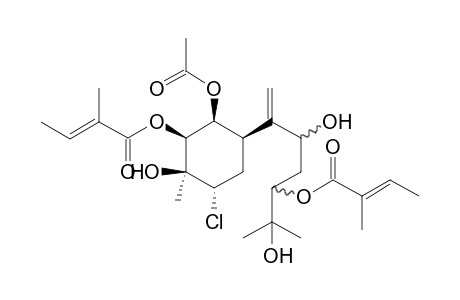 1.beta.-Acetoxy-2.beta.,10-diangeloyloxy-3.beta.,8,11-trihydroxy-4.alpha.-chlorobisabol-7(14)-ene
