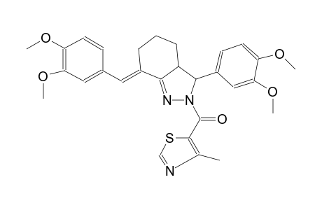 (7E)-7-(3,4-dimethoxybenzylidene)-3-(3,4-dimethoxyphenyl)-2-[(4-methyl-1,3-thiazol-5-yl)carbonyl]-3,3a,4,5,6,7-hexahydro-2H-indazole