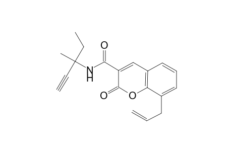 2H-Chromene-3-carboxamide, 8-allyl-2-oxo-N-(1-ethyl-1-methylprop-2-ynyl)-