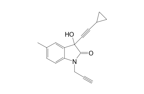 3-(2-cyclopropylethynyl)-3-hydroxy-5-methyl-1-prop-2-ynyl-indolin-2-one