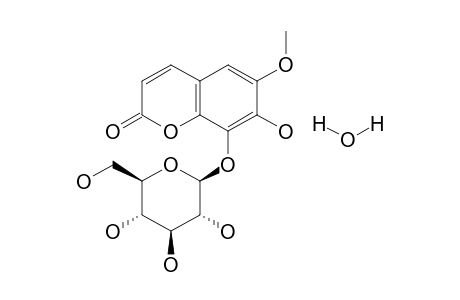 8-(beta-D-glucopyranosyloxy)-7-hydroxy-6-methoxycoumarin monohydrate