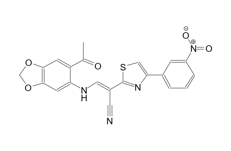 (2E)-3-[(6-acetyl-1,3-benzodioxol-5-yl)amino]-2-[4-(3-nitrophenyl)-1,3-thiazol-2-yl]-2-propenenitrile