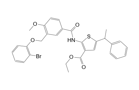 ethyl 2-({3-[(2-bromophenoxy)methyl]-4-methoxybenzoyl}amino)-5-(1-phenylethyl)-3-thiophenecarboxylate
