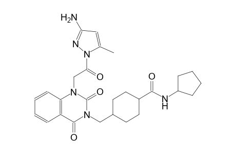 4-[(1-[2-(3-amino-5-methyl-1H-pyrazol-1-yl)-2-oxoethyl]-2,4-dioxo-1,4-dihydro-3(2H)-quinazolinyl)methyl]-N-cyclopentylcyclohexanecarboxamide