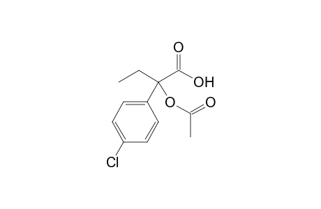 (.+-.)-2-O-Acetoxy-2-para-chlorophenylbutyric acid