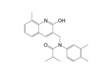 N-(3,4-dimethylphenyl)-N-[(2-hydroxy-8-methyl-3-quinolinyl)methyl]-2-methylpropanamide