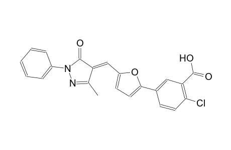2-chloro-5-{5-[(E)-(3-methyl-5-oxo-1-phenyl-1,5-dihydro-4H-pyrazol-4-ylidene)methyl]-2-furyl}benzoic acid
