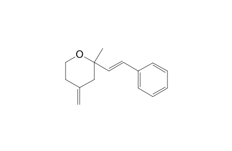 2-Methyl-2-(2-phenylethenyl)-4-methylene-3,4,5,6-tetrahydro-1,2-pyran