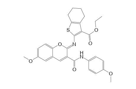 ethyl 2-({(2Z)-6-methoxy-3-[(4-methoxyanilino)carbonyl]-2H-chromen-2-ylidene}amino)-4,5,6,7-tetrahydro-1-benzothiophene-3-carboxylate