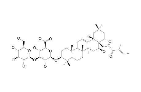 ALTERNOSIDE-XII;CHICHIPEGENIN-28-O-TIGLOYL-3-O-BETA-D-GLUCOPYRANOSYL-(1->3)-BETA-D-GLUCURONOPYRANOSIDE