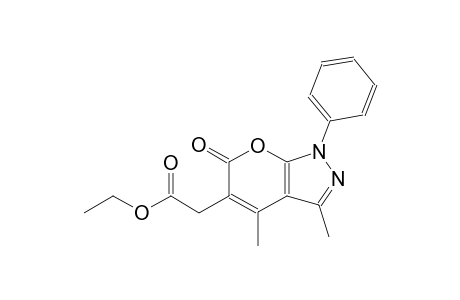 pyrano[2,3-c]pyrazole-5-acetic acid, 1,6-dihydro-3,4-dimethyl-6-oxo-1-phenyl-, ethyl ester