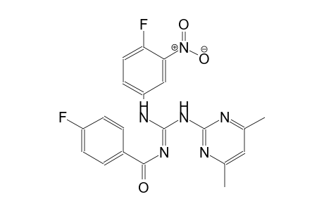guanidine, N-(4,6-dimethyl-2-pyrimidinyl)-N'-(4-fluoro-3-nitrophenyl)-N''-[(E)-(4-fluorophenyl)oxomethyl]-