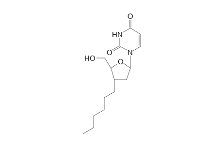 1-(3'-Hexyl-2',3'-dideoxy-.beta.-D-erythro-pentofuranosyl)uracil