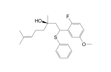 (3R)-1-(2-Fluoro-5-methoxyphenyl)-3,7-dimethyl-1-(phenylsulfanyl)oct-6-en-3-ol