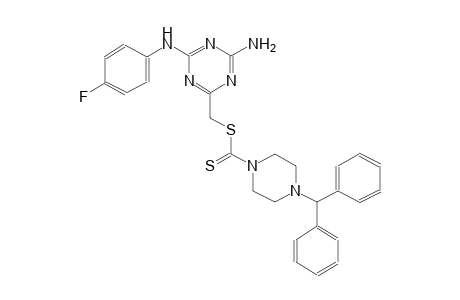 [4-amino-6-(4-fluoroanilino)-1,3,5-triazin-2-yl]methyl 4-benzhydryl-1-piperazinecarbodithioate