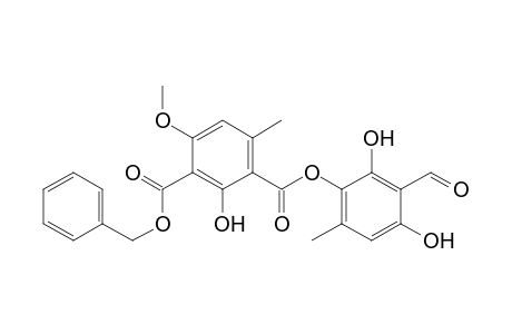 1,3-Benzenedicarboxylic acid, 2-hydroxy-4-methoxy-6-methyl-, 1-(3-formyl-2,4-dihydroxy-6-methylphenyl) 3-(phenylmethyl) ester