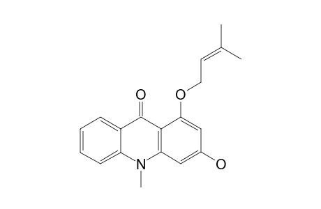TEGERRARDIN-B;3-HYDROXY-N-METHYL-1-(GAMMA,GAMMA-DIMETHYLALLYLOXY)-ACRIDONE