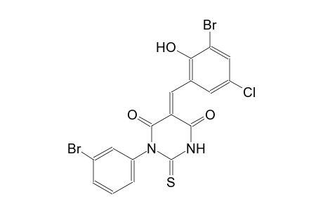 (5E)-5-(3-bromo-5-chloro-2-hydroxybenzylidene)-1-(3-bromophenyl)-2-thioxodihydro-4,6(1H,5H)-pyrimidinedione