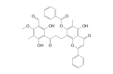 Benzoic acid 8-[3-(3-formyl-2,6-dihydroxy-4-methoxy-5-methyl-phenyl)-3-oxo-propyl]-5-hydroxy-6-methyl-4-oxo-2-phenyl-4H-chromen-7-yl ester