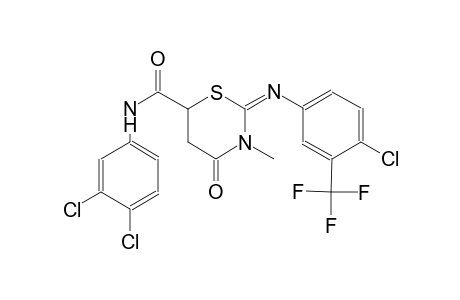 (2E)-2-{[4-chloro-3-(trifluoromethyl)phenyl]imino}-N-(3,4-dichlorophenyl)-3-methyl-4-oxotetrahydro-2H-1,3-thiazine-6-carboxamide