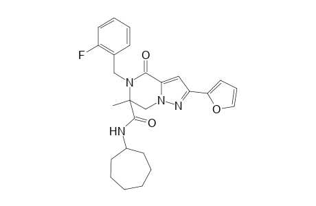 Pyrazolo[1,5-a]pyrazine-6-carboxamide, N-cycloheptyl-5-[(2-fluorophenyl)methyl]-2-(2-furanyl)-4,5,6,7-tetrahydro-6-methyl-4-oxo-