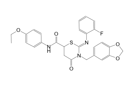 (2Z)-3-(1,3-benzodioxol-5-ylmethyl)-N-(4-ethoxyphenyl)-2-[(2-fluorophenyl)imino]-4-oxotetrahydro-2H-1,3-thiazine-6-carboxamide