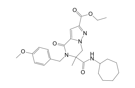 Ethyl 6-(cycloheptylcarbamoyl)-5-[(4-methoxyphenyl)methyl]-6-methyl-4-oxo-4H,5H,6H,7H-pyrazolo[1,5-a]pyrazine-2-carboxylate
