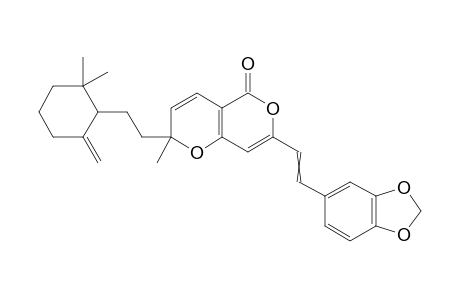 7-[2-(1,3-benzodioxol-5-yl)vinyl]-2-[2-(2,2-dimethyl-6-methylene-cyclohexyl)ethyl]-2-methyl-pyrano[3,2-c]pyran-5-one