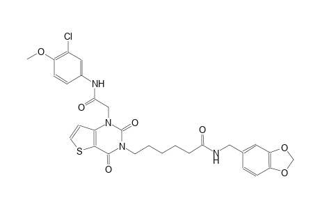 N-(1,3-benzodioxol-5-ylmethyl)-6-(1-[2-(3-chloro-4-methoxyanilino)-2-oxoethyl]-2,4-dioxo-1,4-dihydrothieno[3,2-d]pyrimidin-3(2H)-yl)hexanamide