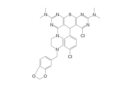 6-Chloro-2,8-bis(dimethylamino)-5-(4-chlorophenyl)-4-(4-piperon-5-ylpiperazino)-5H-thiopyrano[2,3-d:6,5-d']dipyrimidine